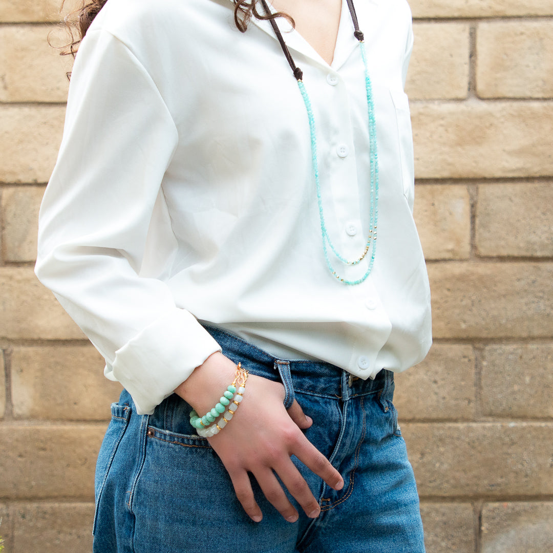 Kortum Necklace with Leather Amazonite