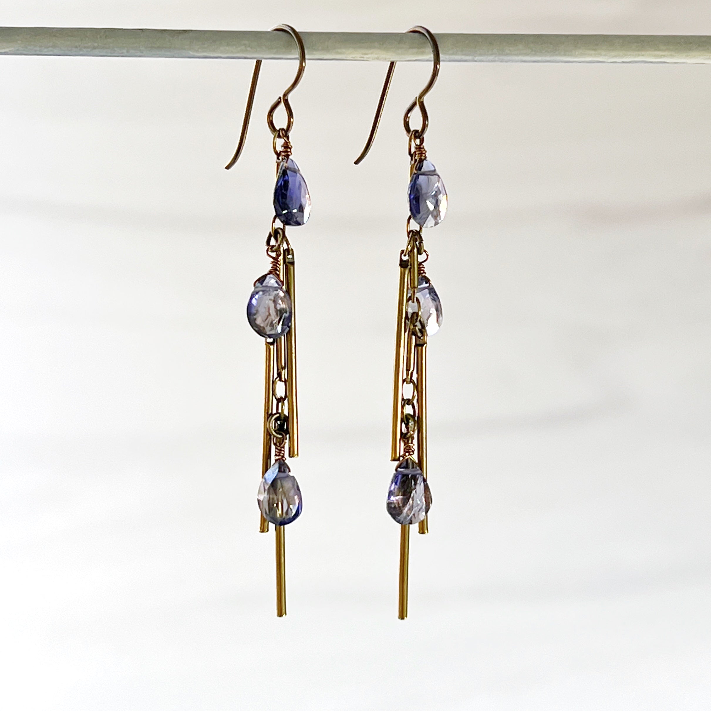 Camelia Tassel Earrings with Iolite