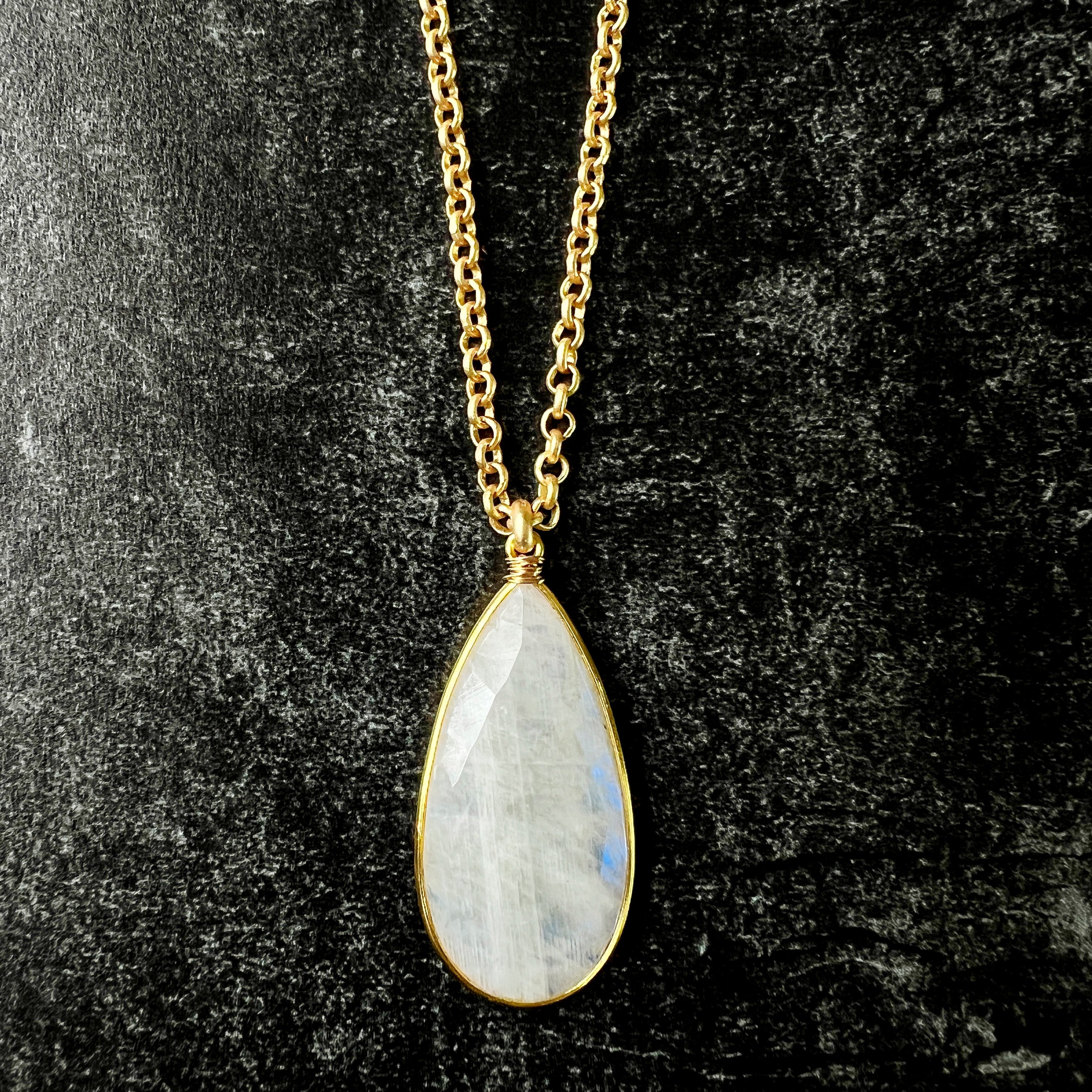 Helena Moonstone Pendant on Rolo Chain