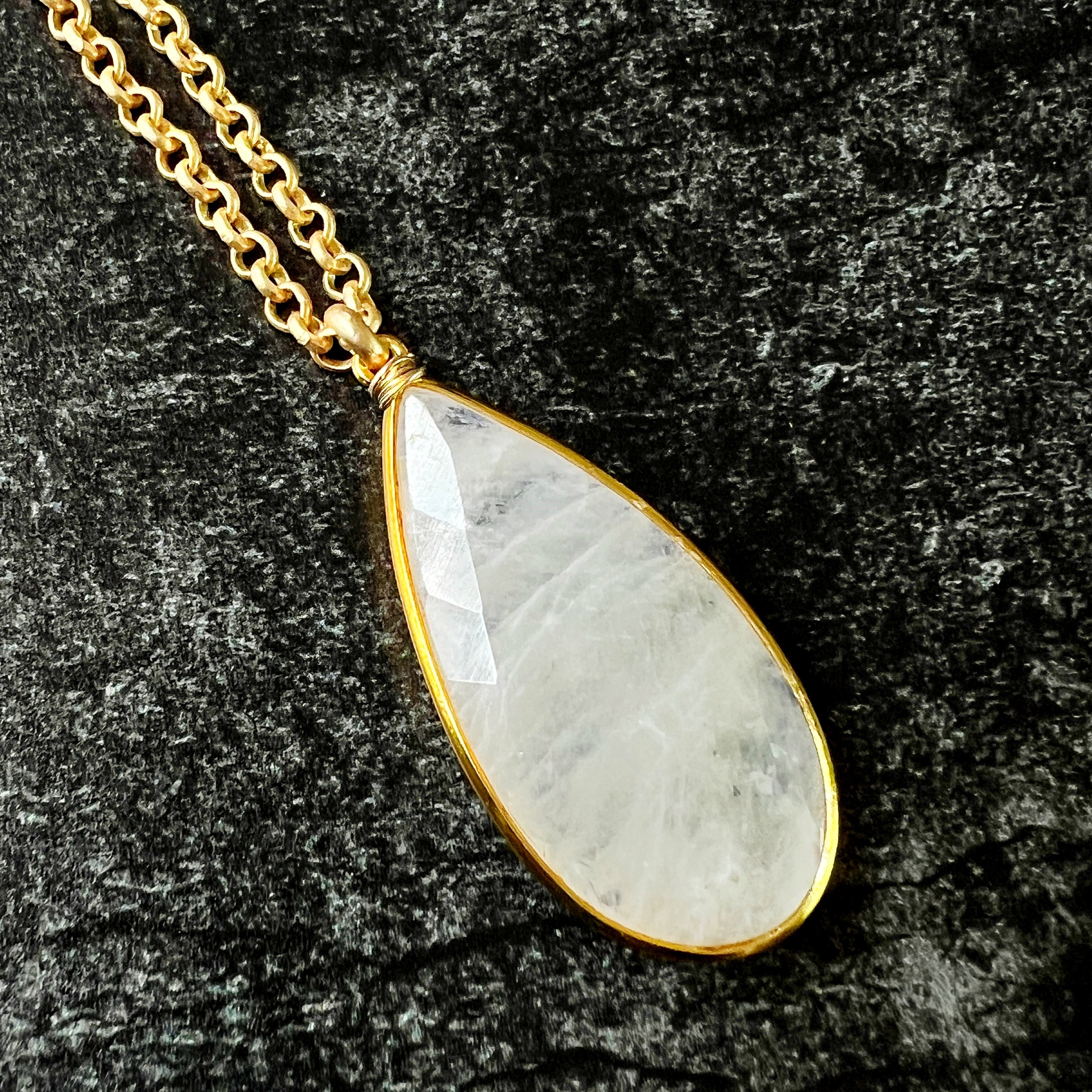 Helena Moonstone Pendant on Rolo Chain