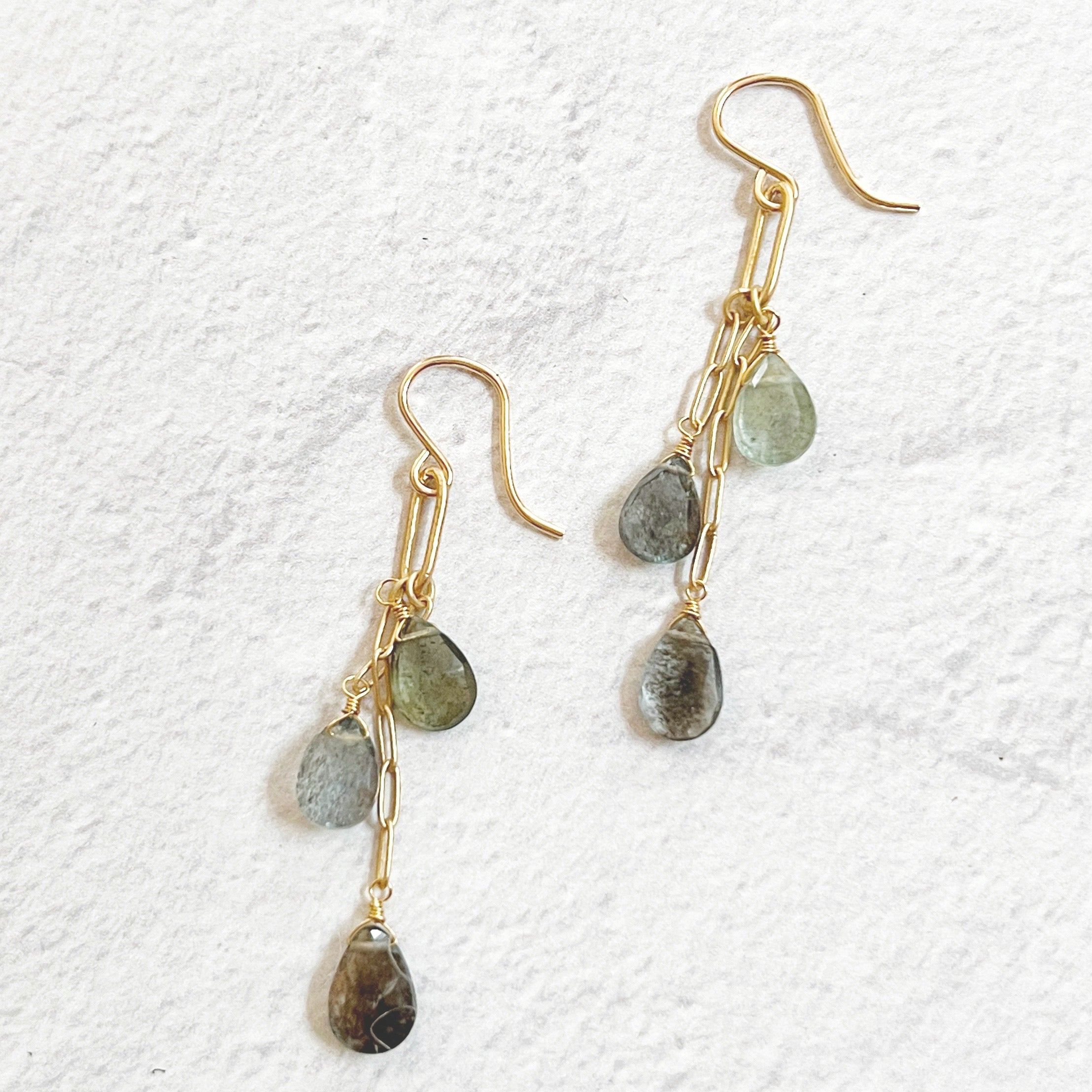 Diamond Mountain Earrings Moss Aquamarine