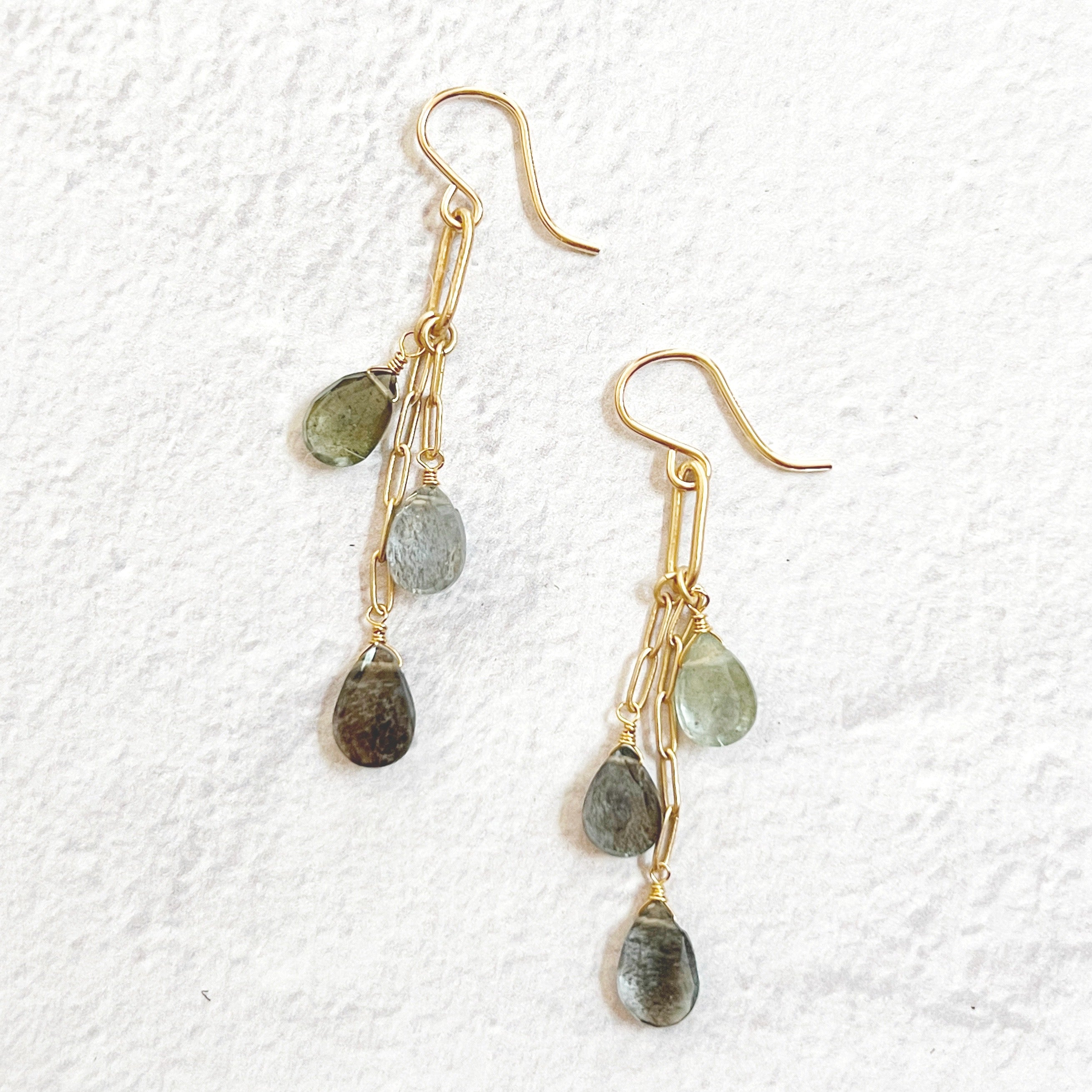 Diamond Mountain Earrings Moss Aquamarine