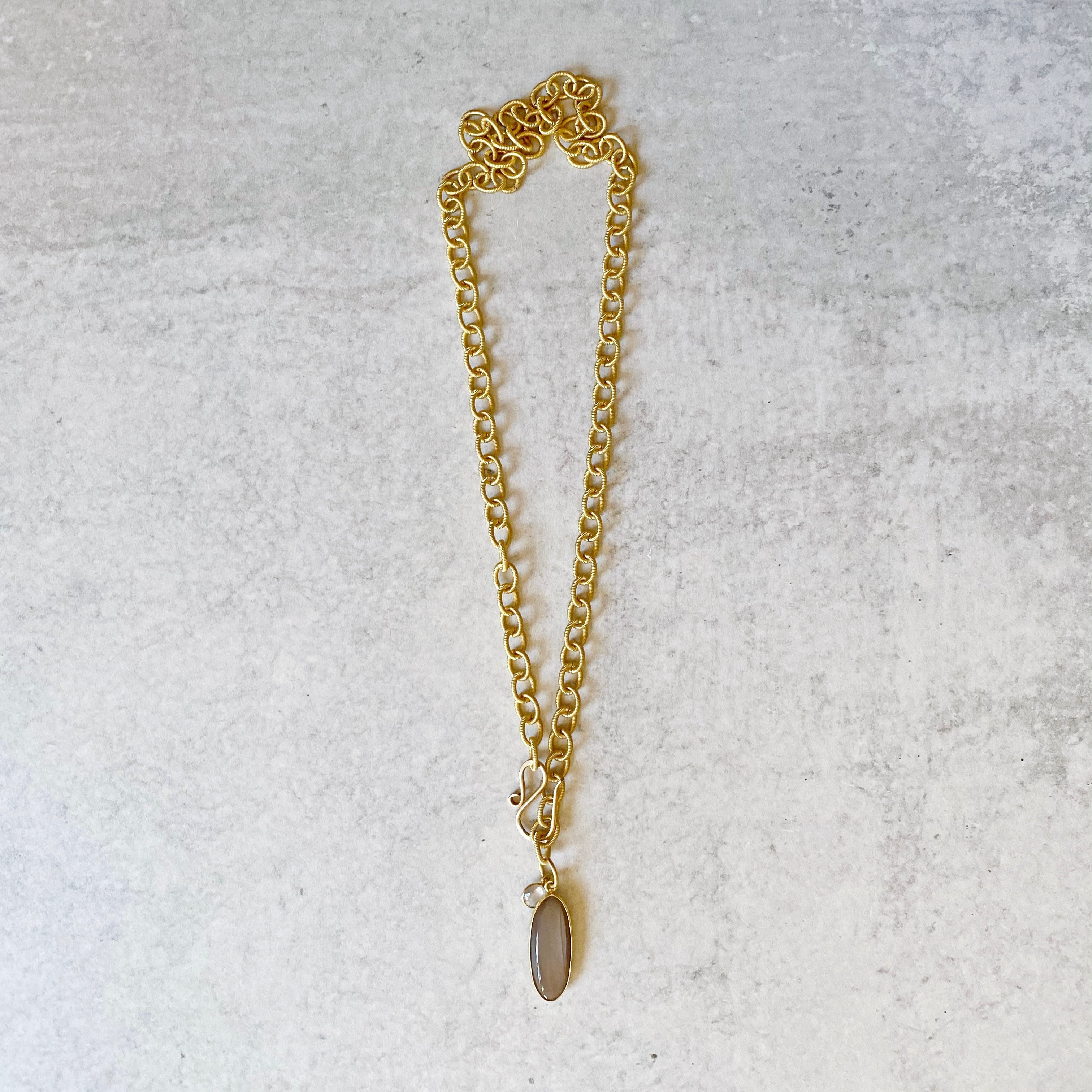 Grace Charm Necklace, Oval Moonstone