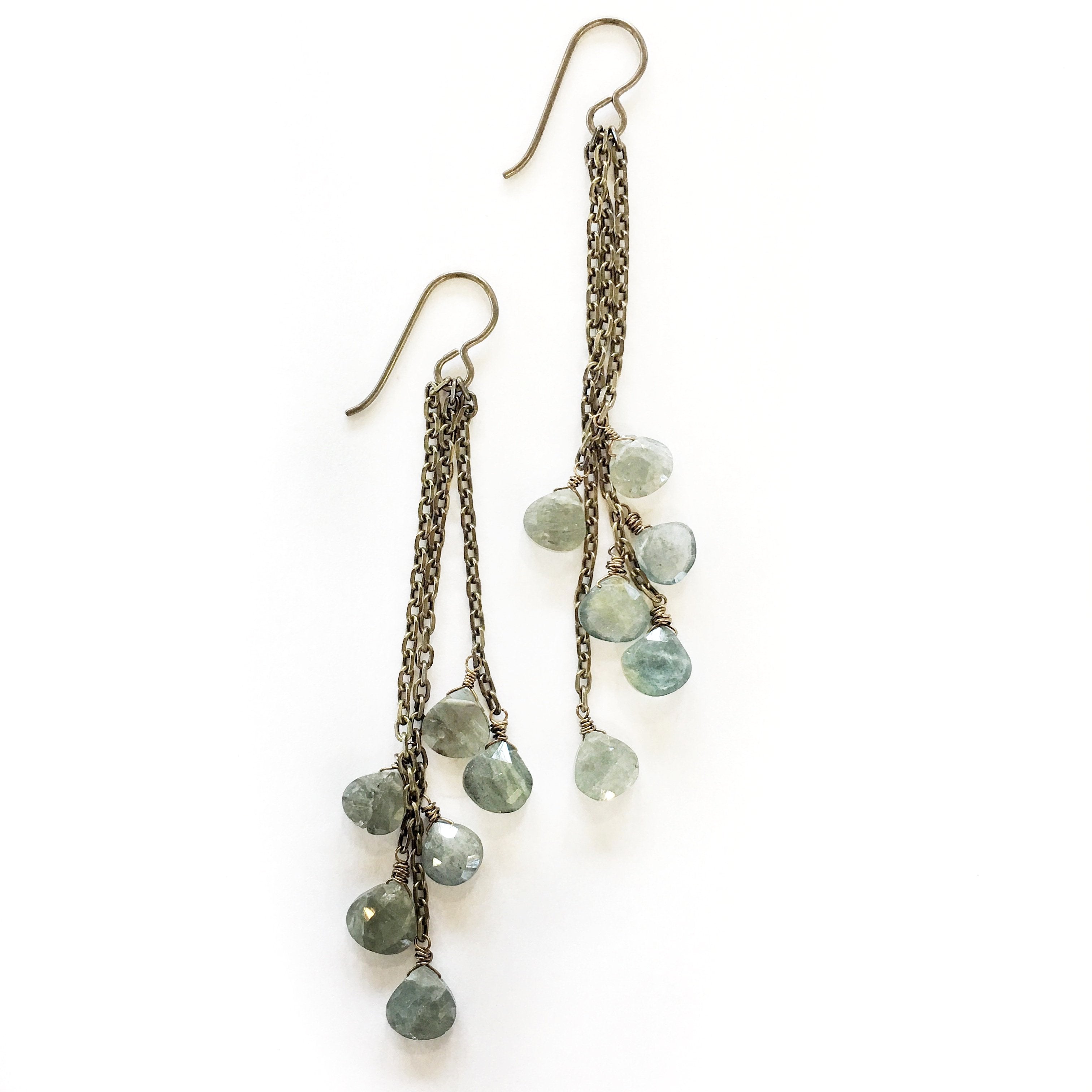 The Grade Tassel Earrings Moss Aquamarine