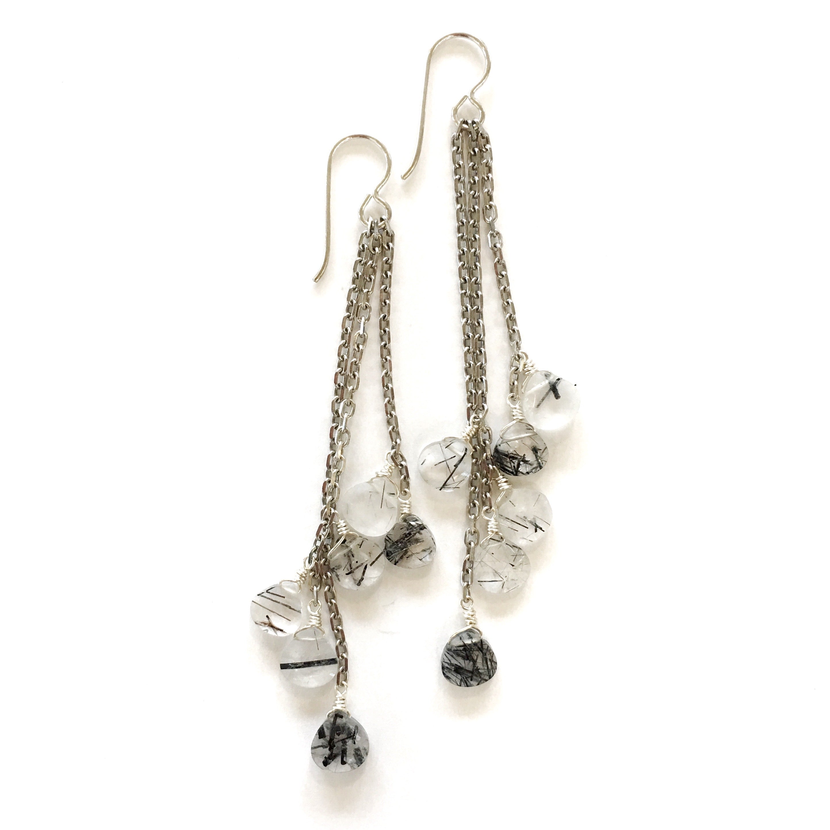 The Grade Tassel Earrings Black Rutile Quartz