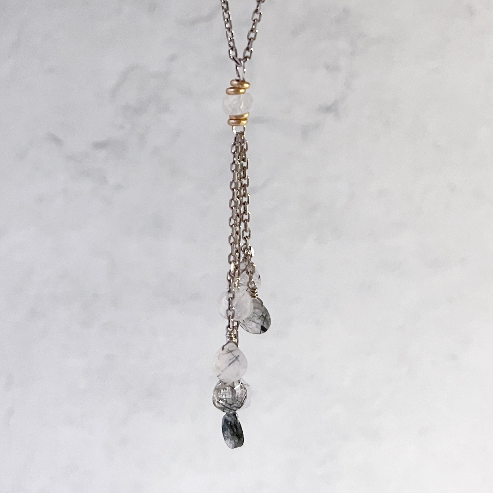 The Grade Tassel Necklace Black Rutile Quartz