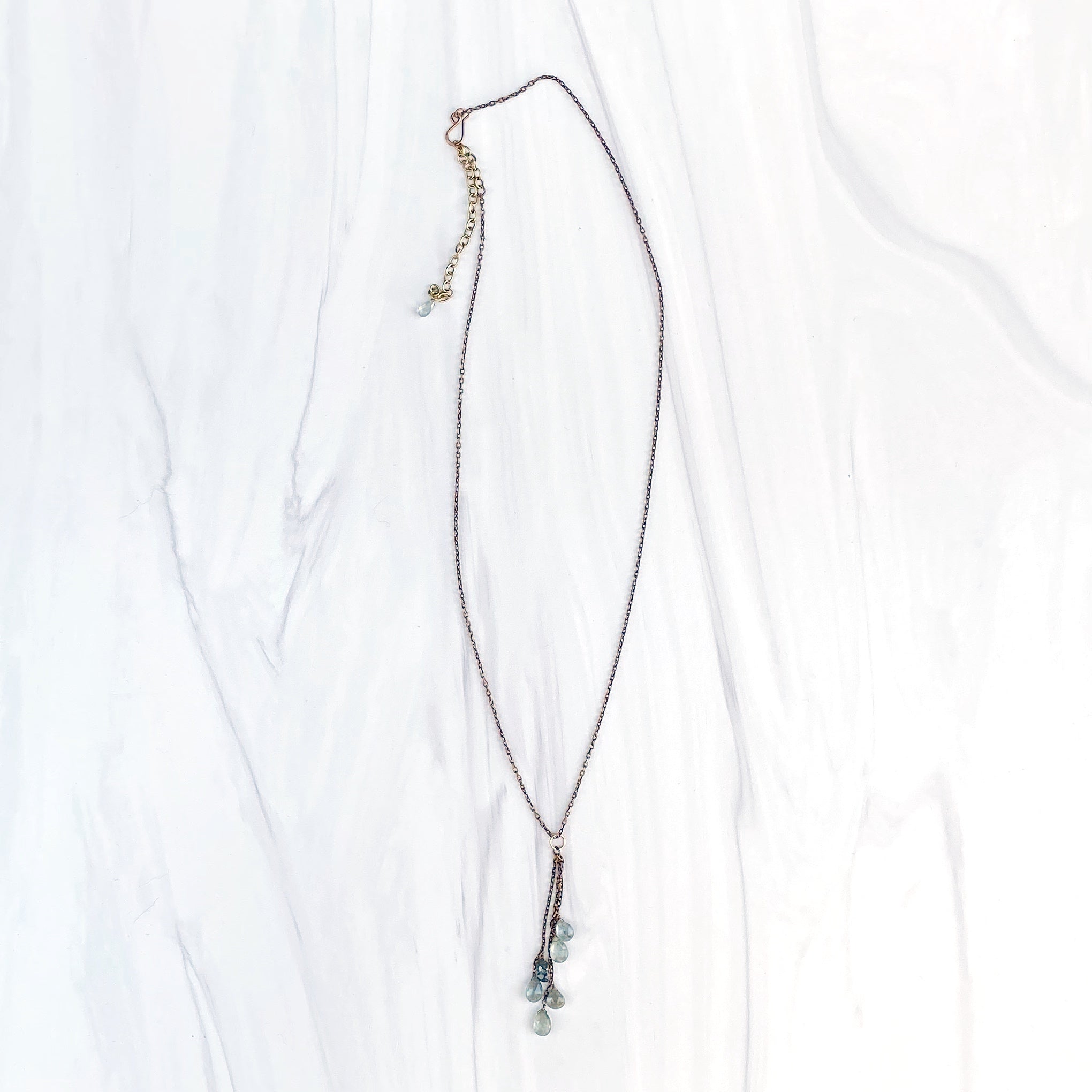 The Grade Tassel Necklace Moss Aquamarine